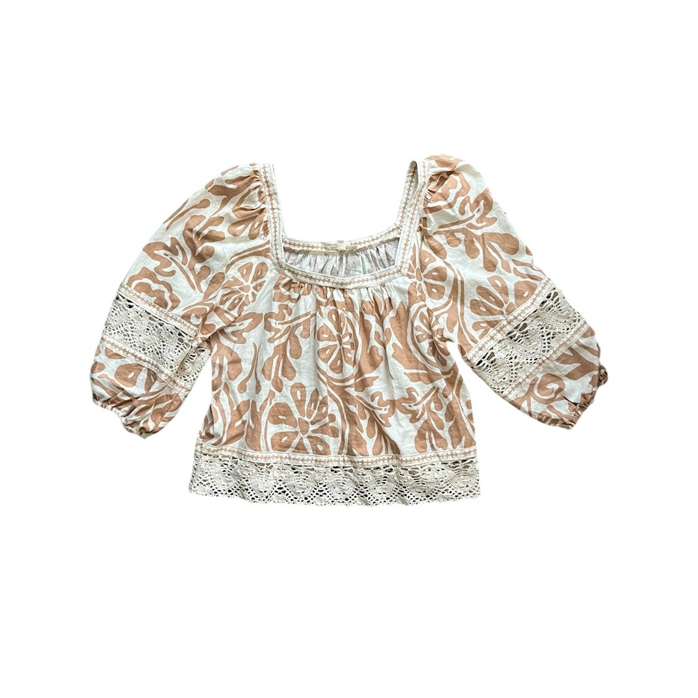 Christian Siriano Cream and Tan Patterned Blouse - Picture 11 of 11